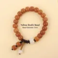 Natural Bodhi root seed bracelet with 7mm weathered barrel beads in yellow finish - Yellow Bodhi / 7mm / Tan