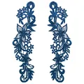 Macro detail of navy blue water soluble lace appliques with floral embroidery - 对称一对(两件装) / Dark Blue