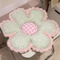Coussin de siège douillet en forme de fleur de prunier avec bordure rose pour bureau et maison - Vert Fleuri / 50cm