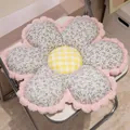 Coussin de chaise floral en forme de fleur avec bordure en peluche rose - Floral Bleu / 50cm