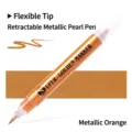 Metallisch-oranger einziehbarer Perlmutt-Markierstift mit elastischer weicher Spitze - Orange