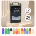 Doppelspitzen-Glitzermarker-Set mit 24 leuchtenden Farben in transparenter Tasche - 12er Pack (Doppelspitze 24 Farben)