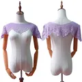 Detailed front and back view of elegant purple embroidered lace shawl for Hanfu costume - Tops / Light Purple