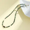 Natuurlijke mosagaat kralenketting met goudkleurige vintage sluiting. - Ketting