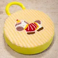Cute yellow lamb wool seat cushion with cartoon pony embroidery for kids and office chair use - Round Pony Style / 40cm Diameter / Yellow