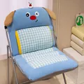 Lindo cojín de silla integrado de perro azul con respaldo y diseño de cuadros azul. - Azul