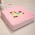 Cuscino per sedia quadrato in velluto di agnello rosa con ricamo unicorno e maniglia - Stile Pony Quadrato / 40cm Quadrato / Rosa