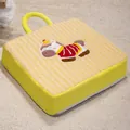 Cuscino per sedia quadrato in pile di agnello giallo con ricamo a cavallo colorato - Stile Pony Quadrato / 40cm Quadrato / Giallo
