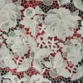 Detailed view of 3D hollow-out water-soluble lace fabric with floral and feather embroidery - 150码装 / White