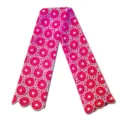 Detail view of water-soluble milk silk lace fabric with pink geometric flower pattern - Pink White