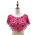 Elegante rode gehaakte kanten poncho met een mooie kwastjeszoom voor dames - Tops / Bordeauxrood