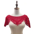 Close-up detail of red lace embroidered hollow-out detachable fake collar on mannequin - Tops / Burgundy