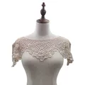 Intricate floral lace embroidered cloud shoulder fake collar for Hanfu accessories - Tops / Light Coffee