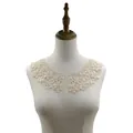 Detailed macro view of off-white floral water-soluble lace collar for DIY clothing - Beige