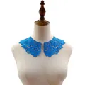 Exquisite blue water-soluble lace floral collar with milk silk embroidery for DIY sewing projects - Blue