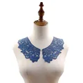 Blue water-soluble lace floral collar embroidery for DIY clothing accessories decoration. - Dark Blue