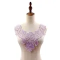 Detailed macro view of lavender rose embroidery water-soluble lace collar on mannequin - Light Purple
