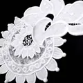 Close-up detail of white water-soluble milk silk lace featuring heavy floral embroidery - Single Flower Pack / White