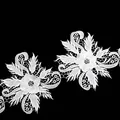 Intricate 3D double-layered floral water-soluble lace trim in white milk silk embroidery - 3D Flower (Sold Individually) / 1 Piece / White