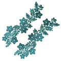 Paire d'appliques en dentelle florale bleu canard avec broderie 3D pour la couture de mode - Vert Foncé