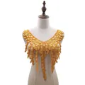 Yellow water-soluble lace collar appliqué with intricate hollowed embroidery pattern - Yellow Brown (LG137)