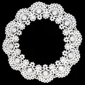 Close-up of elegant white water-soluble milk silk embroidery lace collar for dress - Round / White