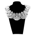 White water-soluble embroidered lace collar fake neckline with hollow floral detail - White / Open