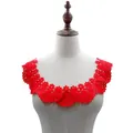 Red water-soluble lace collar featuring intricate milk silk floral embroidery detail - Red / Open