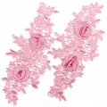 Pair of pink 3D water-soluble lace floral applique patches for DIY embroidery crafts - Dusty Pink