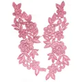 Detailed macro view of pink water-soluble floral lace embroidery applique for DIY sewing - Dusty Pink