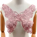 Detailed macro view of large pink butterfly water-soluble lace collar applique - Dusty Pink