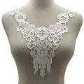 Elegant white water-soluble lace collar appliqué with 3D floral embroidery on mannequin - White