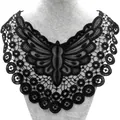 Elegant black water-soluble lace embroidered butterfly fake collar for garment decoration - Black