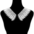 Intricate white water-soluble lace collar with detailed milk silk embroidery texture - White