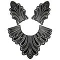 Vista dettagliata di set 3 pezzi ricami in pizzo nero per decorazione collo e polsini - Set / Set di 3 pezzi / Nero