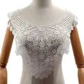 Detail of white water-soluble lace embroidered 3D hollow floral collar on mannequin - White