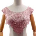 Detailed view of elegant pink water-soluble lace embroidered collar on mannequin torso - Dusty Pink