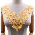 Detailed view of yellow water-soluble lace embroidery collar for DIY garment decoration - Yellow