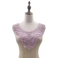 Intricate purple water-soluble lace floral butterfly collar applique on mannequin - Purple