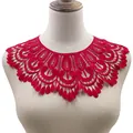 Detailed view of red water-soluble milk silk lace collar embroidery for DIY sewing projects - Burgundy