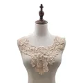 Elegant beige water-soluble lace floral collar applique for DIY sewing and clothing - Beige