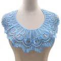 Colletto in pizzo idrosolubile azzurro con ricamo traforato 3D per progetti fai-da-te - Celeste