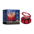 Vista detallada del calentador molecular portátil rojo Homonth y su caja de venta - Calentador De Doble Anillo Para Coche (HMD04-A001-1-MX1) / 1 Pieza / Rojo