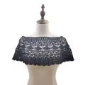 Detail showing intricate black lace crochet hollow-out shawl pattern on mannequin - One Size / Tops / Black