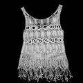 White crochet lace sleeveless beach vest hollow out tank top casual summer cover up - Kids / Tops / White