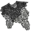 Elegant intricate black floral lace hollow embroidered fake collar capelet for women - Tops / Black