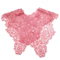 Detailed view of an elegant pink lace hollow-out embroidered fake collar shawl for women - Tops / Purple Pink