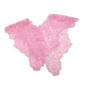Detailed view of pink lace hollow embroidery faux collar with floral patterns - Tops / Pink