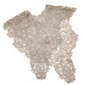 Detailed macro view of the intricate floral lace embroidery on a beige fake collar. - Tops / Coffee