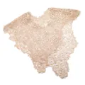 Close-up detail of intricate champagne gold lace embroidery on a floral hollow-out fake collar - Tops / Beige